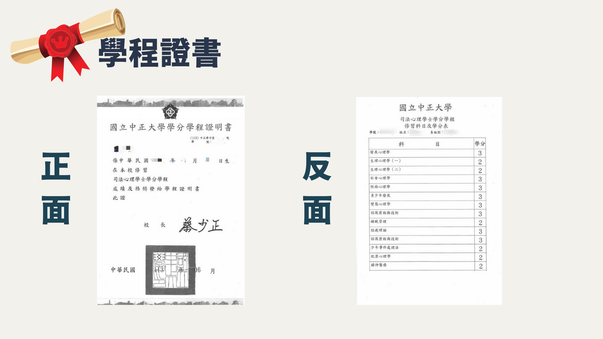 學程證書